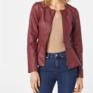 JustFab Peplum Faux Leather Jacket Women’s Medium